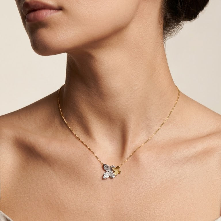 Two-Tone Interlocking Butterfly Necklace