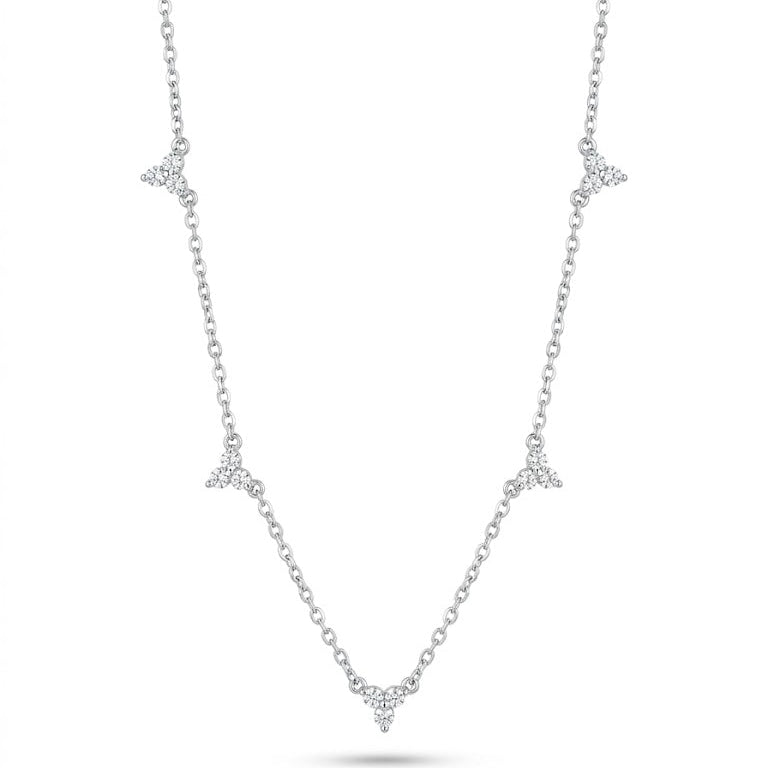 Tri-Stone Diamond Station Necklace