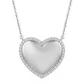 Diamond-Framed Sterling Silver Heart Necklace