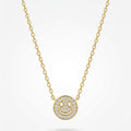 Gold Pave Diamond Smiley Face Necklace