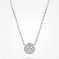 Sterling Silver Pave Diamond Smiley Face Necklace