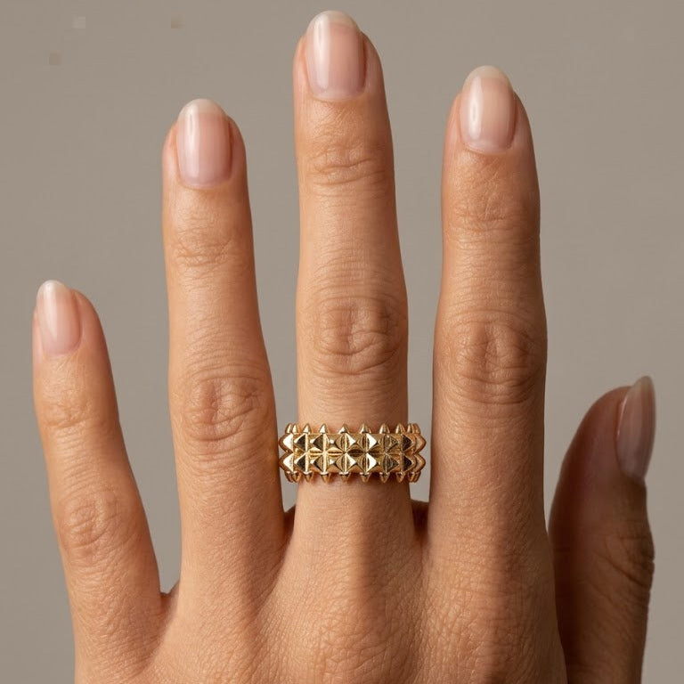 Gold Pyramid Stud Ring