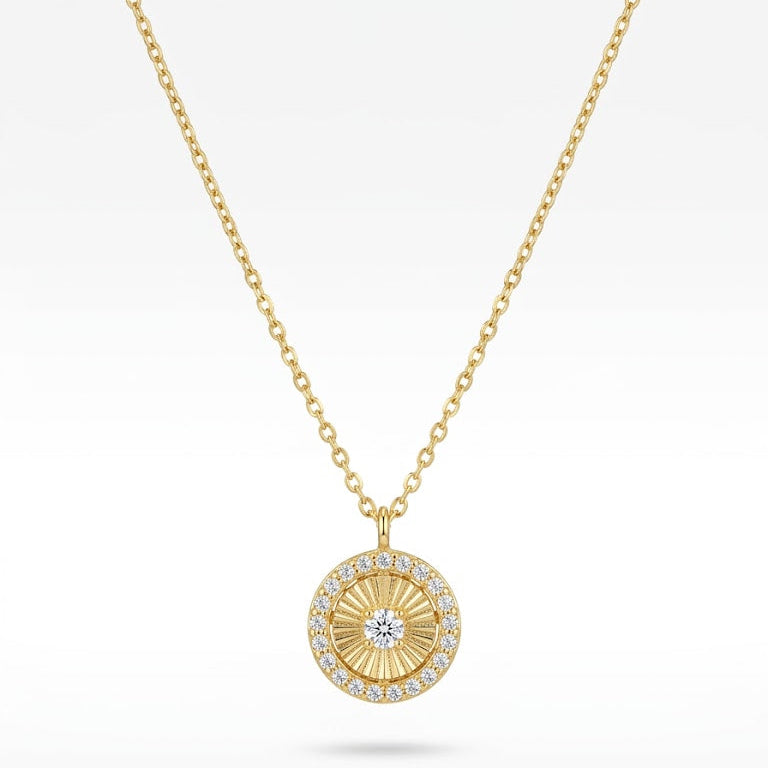 Radiant Sunburst Gold Medallion Necklace
