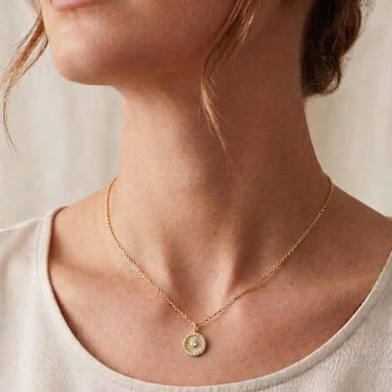 Radiant Sunburst Gold Medallion Necklace