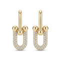 Gold Pavé Diamond Link Drop Earrings
