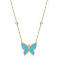 Turquoise and Pavé Diamond Butterfly Necklace