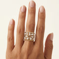 Gold Radiant Pearl & Pavé Stack Ring