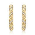 Twisted Gold Diamond-Accent Hoop Earrings
