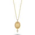 Gold Miraculous Medal and Diamond Cross Necklace