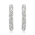Twisted Sterling Silver Diamond-Accent Hoop Earrings