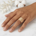 Pavé Diamond and Gold Pyramid Stud Statement Ring