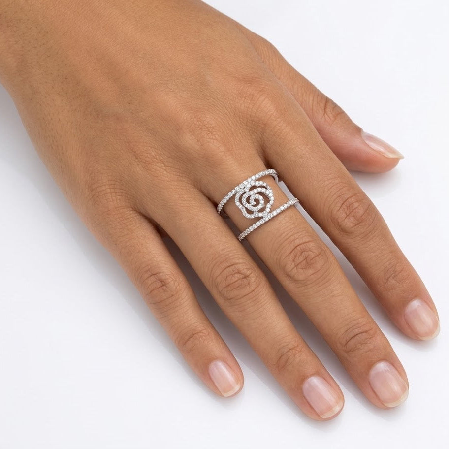 Pavé Diamond Rose Swirl Statement Ring