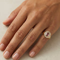 Gold Rosé Oval Halo Statement Pinky Ring