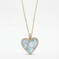 Gold Mother of Pearl Heart Halo Necklace
