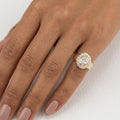 Gold Diamond Oval Halo Statement Pinky Ring