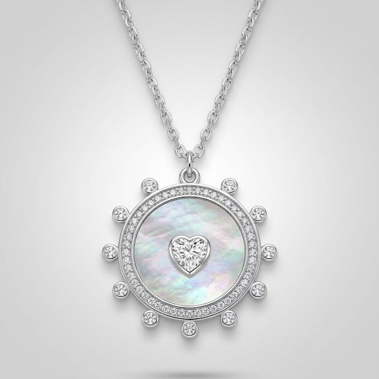 Sterling Silver Celestial Mother-of-Pearl Sunburst Necklace