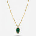 Malachite and Diamond Halo Drop Necklace
