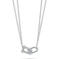 Sterling Silver Interlocking Pavé Link Double Chain Necklace