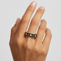Square Clover Medley Black Pavé Ring