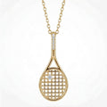 Gold Diamond Tennis Racket Pendant Necklace