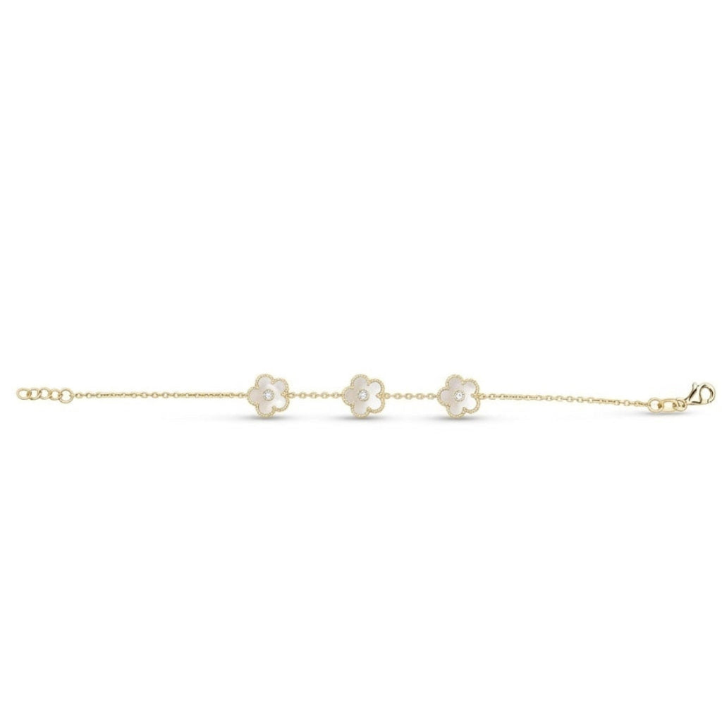 White Floral Station Bracelet