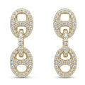 Gold Pave Diamond Mariner Link Drop Earrings