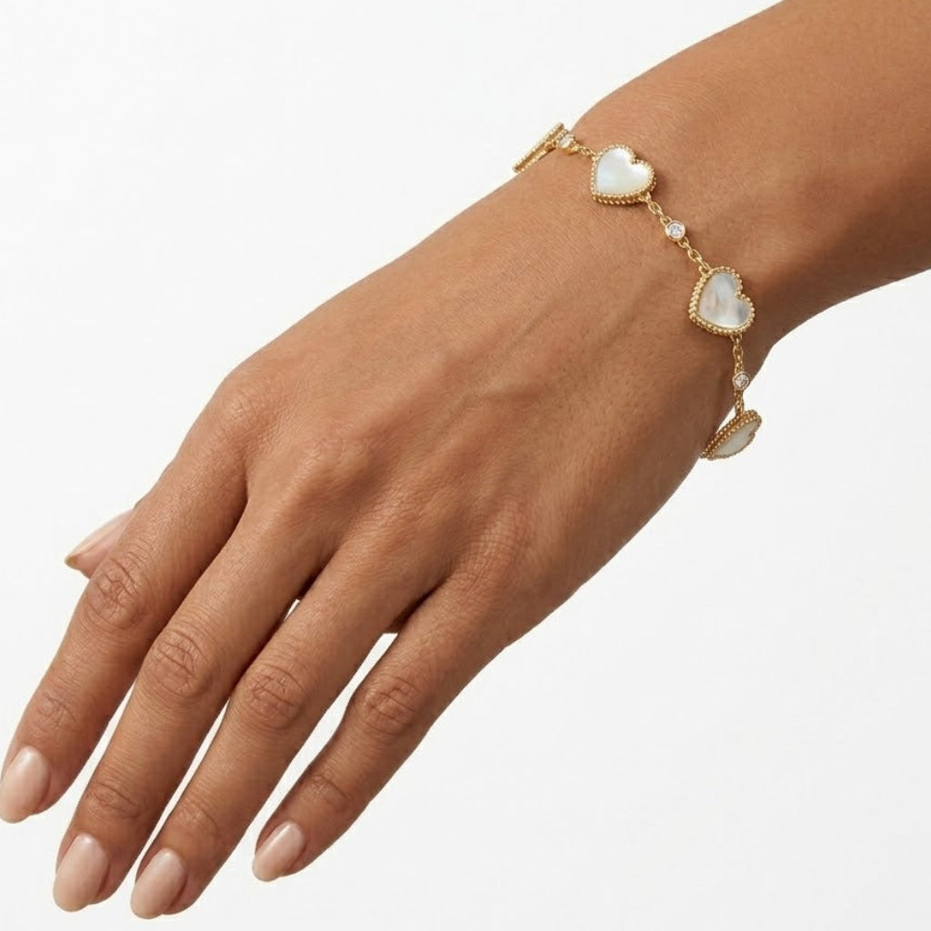 Mother-of-Pearl Heart and Diamond Bracelet
