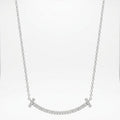 Sterling Silver Pave Smile Necklace