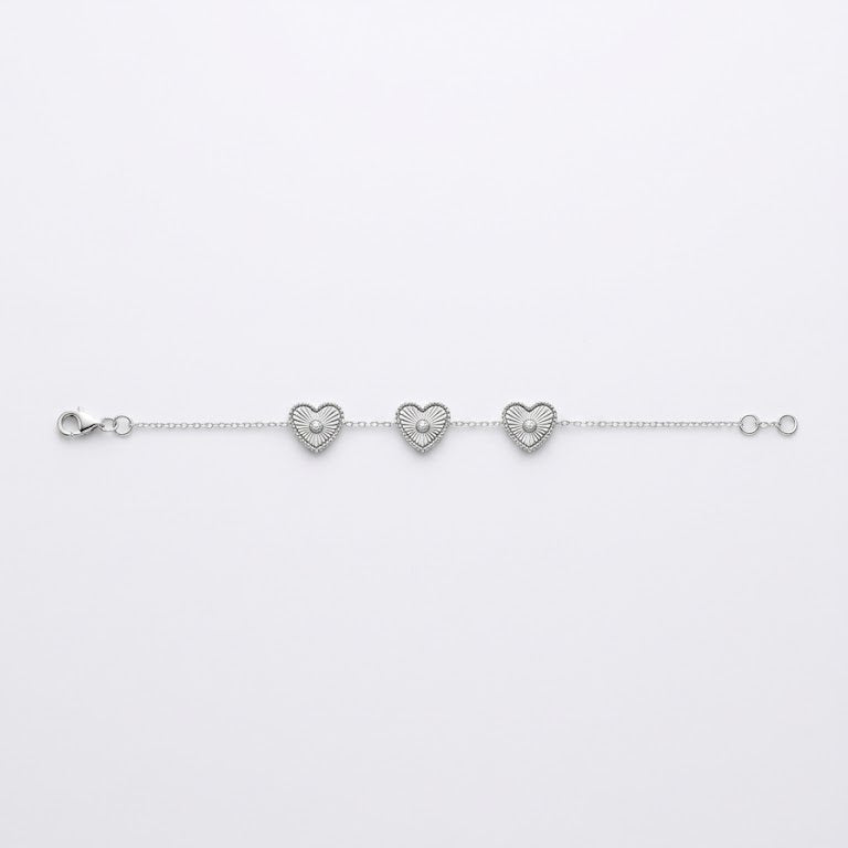 Textured Triple Heart Silver Bracelet