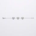 Textured Triple Heart Silver Bracelet