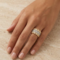 Diamond Pavé and Gold Teardrop Statement Ring