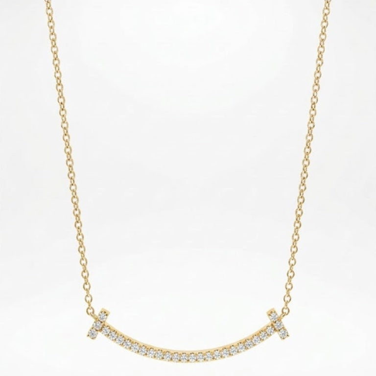 Gold Pave Smile Necklace