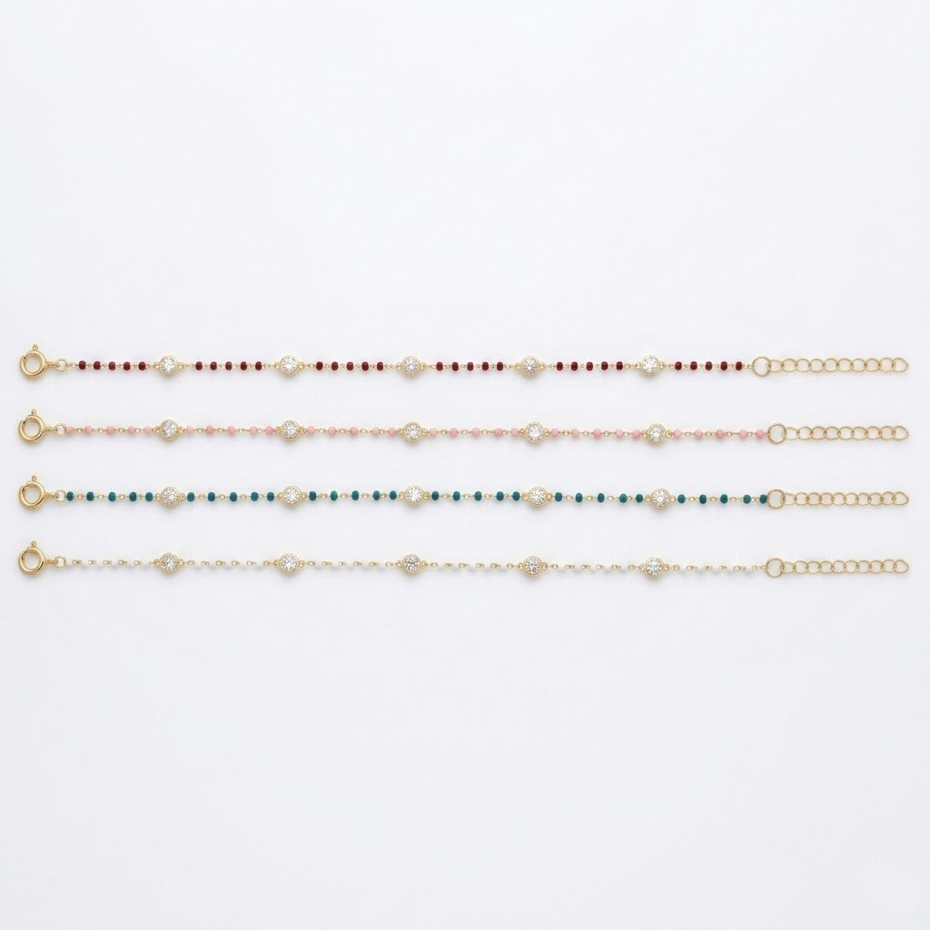 Dainty Enamel & Bezel-Set diamond Station Bracelet