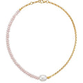 Asymmetrical Pearl and Gold Necklace