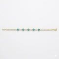Gold Turquoise and Diamond Flower Tennis Bracelet