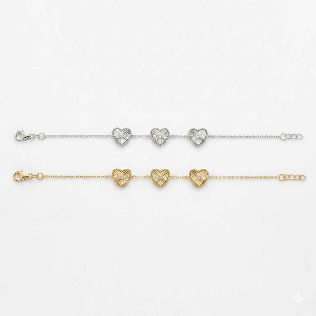 Textured Triple Heart Bracelet
