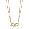 Gold Interlocking Pavé Link Double Chain Necklace