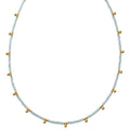 Blue Green Bead and Polished Gold Cluster Choker