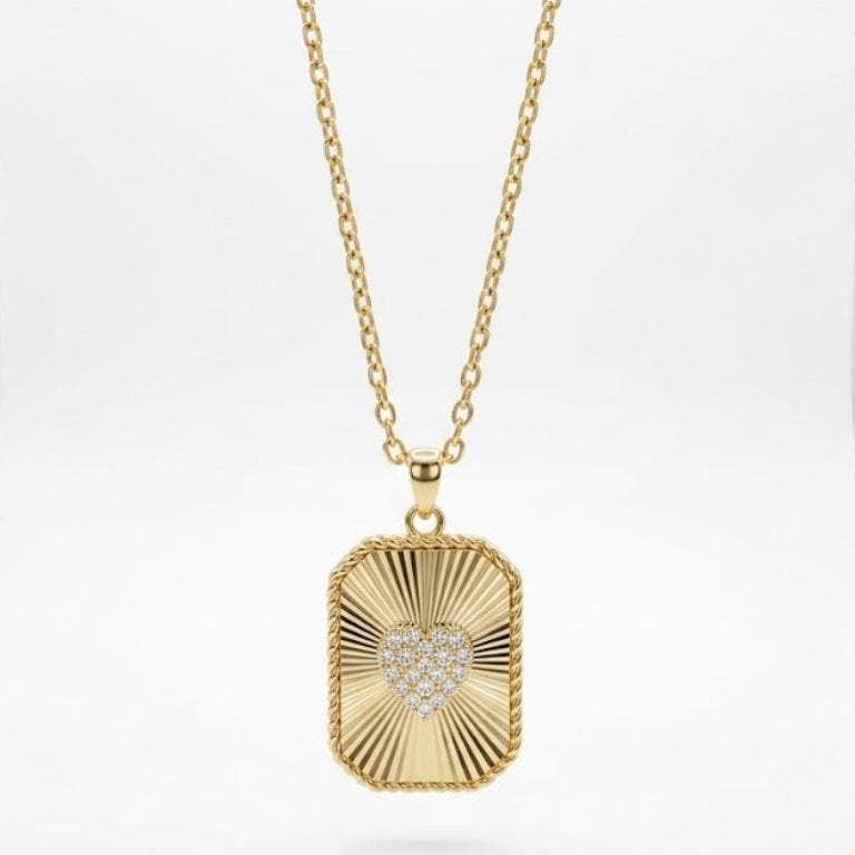 Radiant Gold Sunburst Heart Pendant