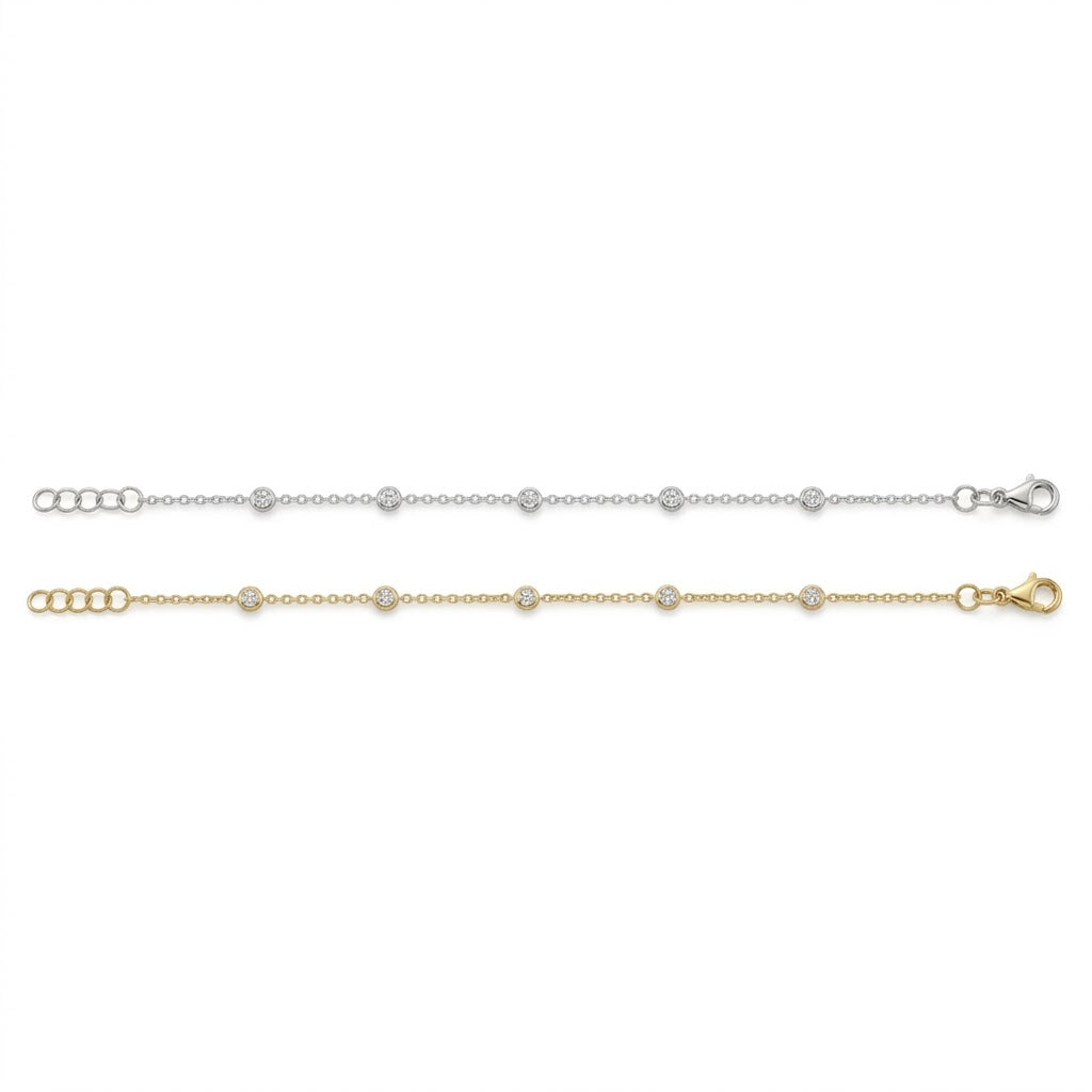 Delicate Diamond Bezel Station Bracelet
