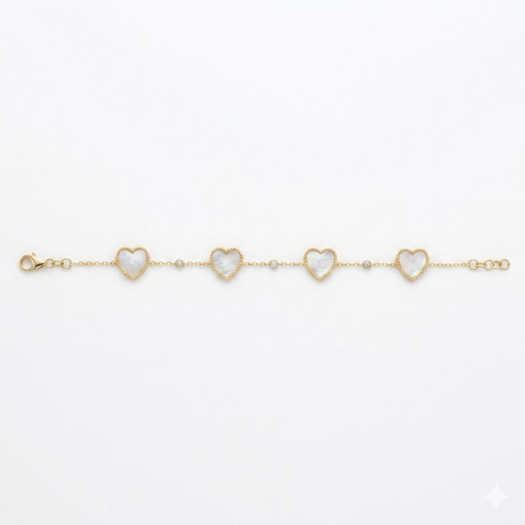 Mother-of-Pearl Heart and Diamond Bracelet