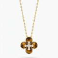 Petite Gold & Brown Quatrefoil Pendant