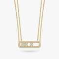 Gold Floating Trio Pavé Necklace