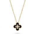 Petite Gold & Black Quatrefoil Pendant