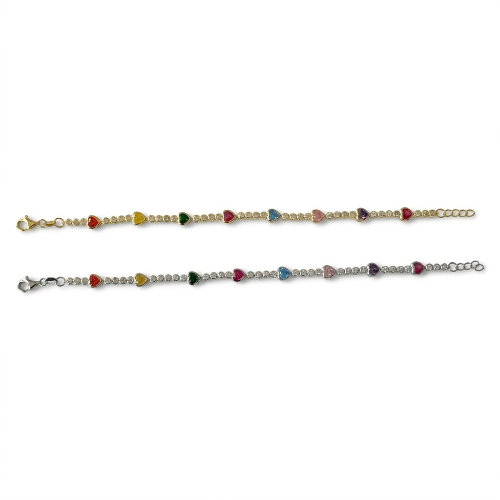 Rainbow Heart Tennis Bracelet