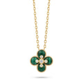 Petite Gold & Green Quatrefoil Pendant