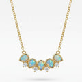 Luminous Pear-Cut Opal & Diamond Arc Necklace