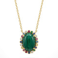 Vibrant Malachite and Rainbow Halo Necklace