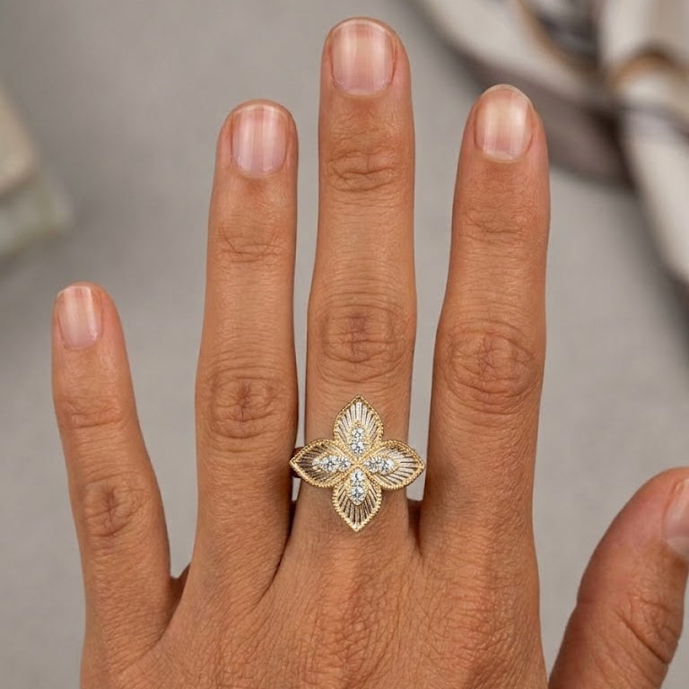 Gold Floral Statement Ring