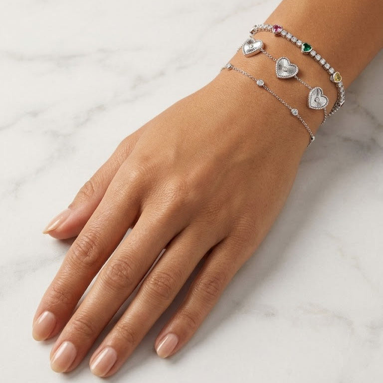 Textured Triple Heart Bracelet